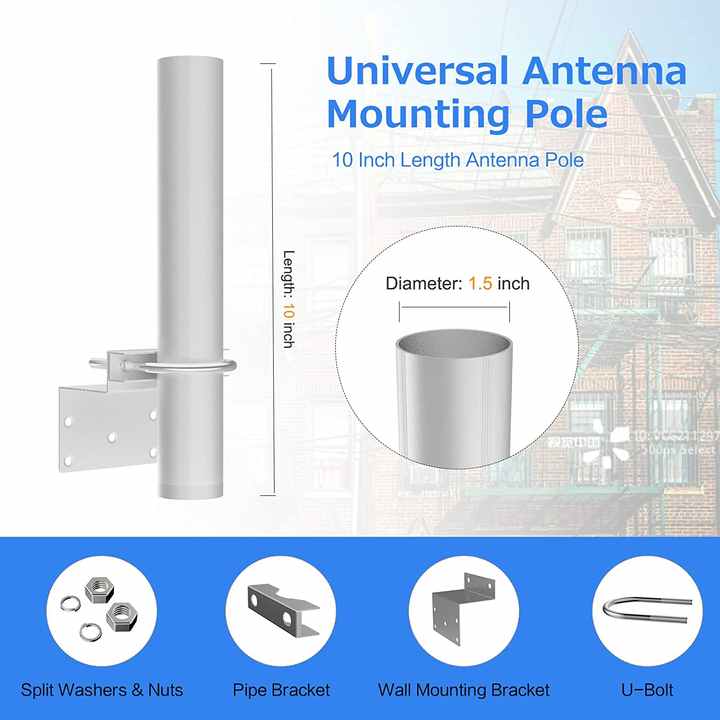 Staffa di montaggio per antenna in acciaio DYMACHINE Staffe per antenna universali nere argento con doppi bulloni a U 