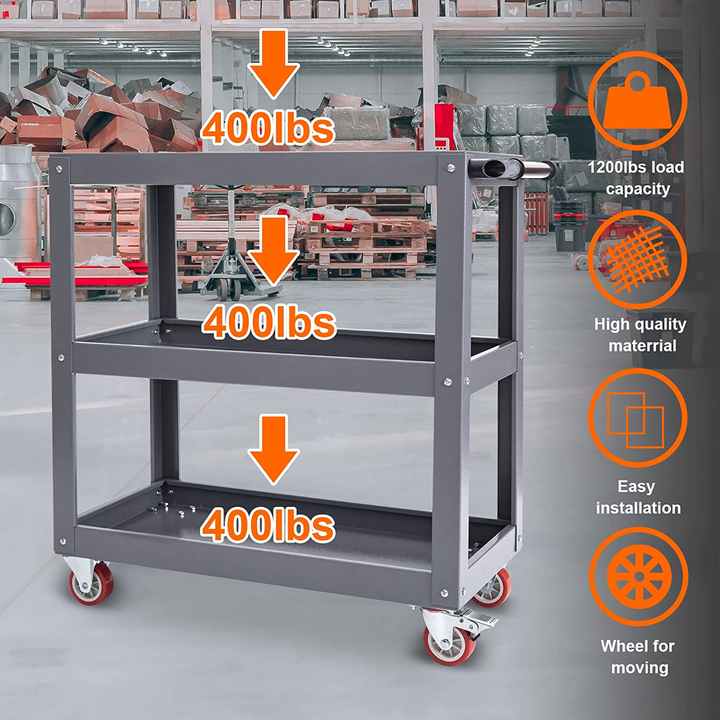 Carrello porta attrezzi DYMACHINE a 3 livelli con ruote bloccabili